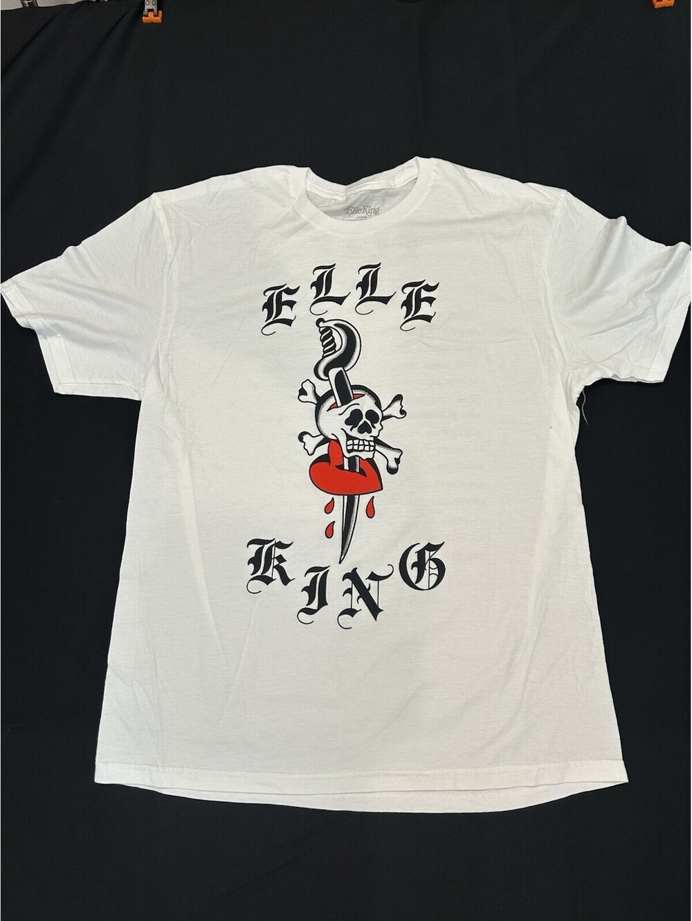 New Licensed Elle King Concert Tour T-Shirt Mens L  White Skull Dagger Heart